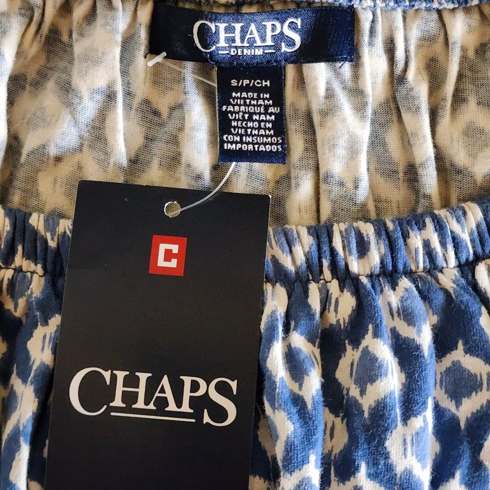 Chaps Convertible Ruffle Sleeveless Abstract Pattern Blouse NWT - Picture 9 of 9